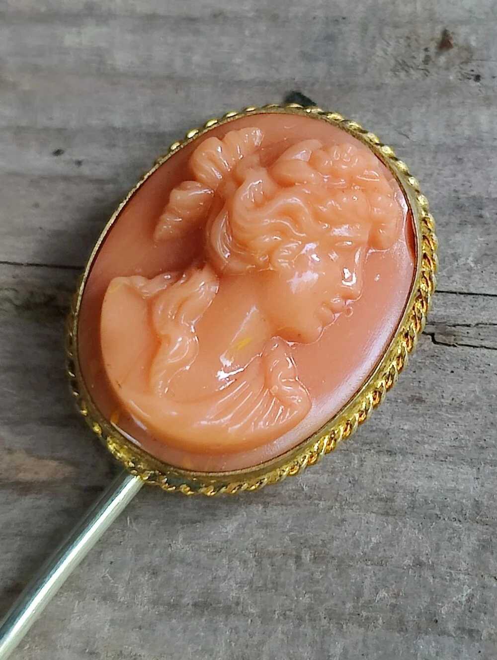 Antique Coral Cameo Stick Pin